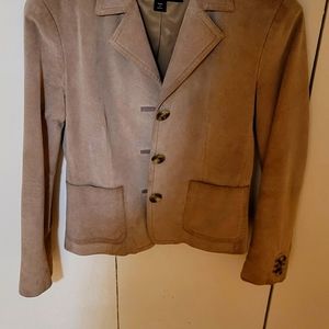 Max Mara Weekender Beige Suede Jacket with tortoise  buttons